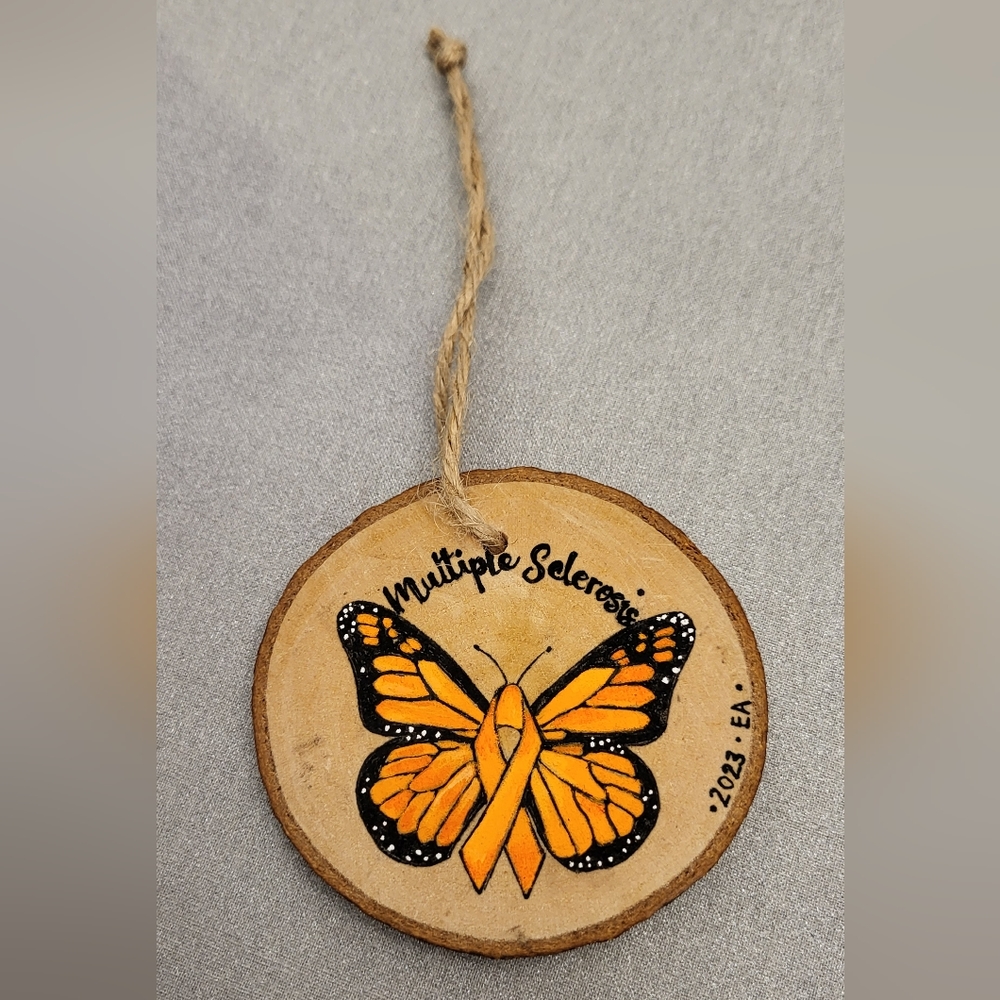 Hand Painted Ornament To Support Multiple Sclerosis • Butterfly